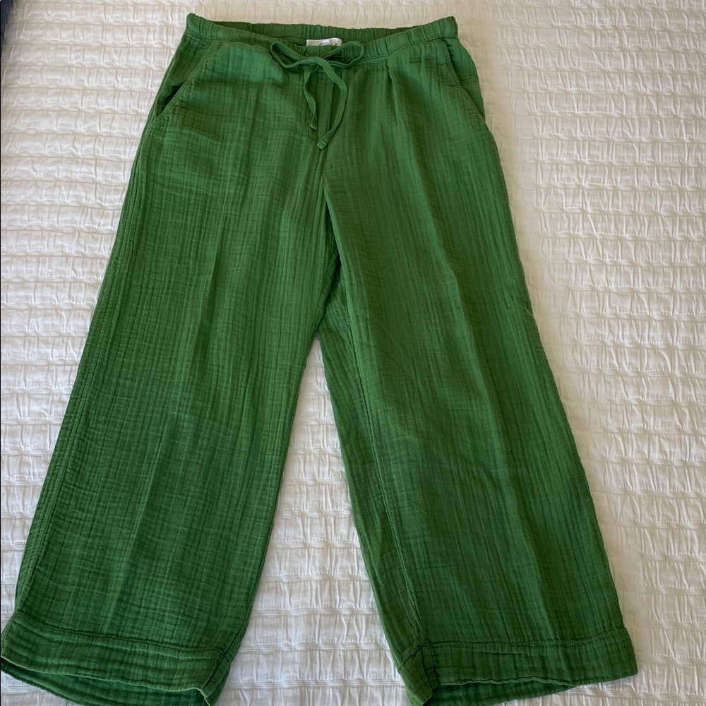 Velvet Green Drawstring Pants